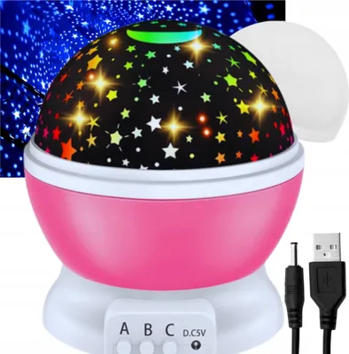 Obrázok produktu pre Led Nočné Svetlo 3V1 Hviezdny Projektor 360° 8 Farieb Usb/Batéria Pre Deti