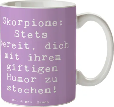 Produktbild von Mr. & Mrs. Panda Tasse Spruch Skorpion Humor - Lavendeltraum - Geschenk, Horoskop, Teetasse, Tierkreiszeichen, Kaffeetasse, Sternzeichen, giftig, Pott, Stets bereit