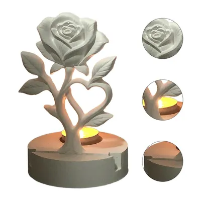 Produktbild von Silikonformen, Frühlings-Gießformen 2er Set, Blumen-Gießformen, Silikon-Frühlingsformen,Rosenform mit Sockel, für Gipsblumen & dekorative Kerzenhalter