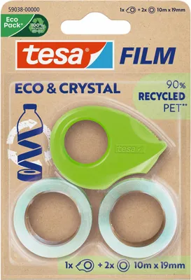 Produktbild von tesa ECO & CRYSTAL, 2 Rollen 10mX19mm Blister,mit  Abroller