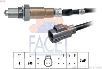 Produktbild von FACET Lambdasonde für VOLVO V70 II (285) nach-Kat Beheizt Planarsonde 800mm 10.7578