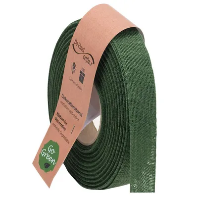 Produktbild von Dekoband Natur Grün 25mm 20m Geschenkband Juteband Schleifenband DIY