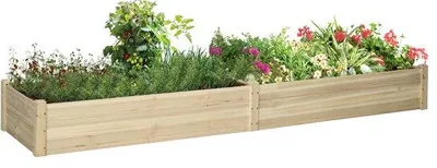 Produktbild von Erkältete Pflanzschrank, 2 Pflanzbeete, innenbespannt mit Kunststoff, witterungsbeständig, massiver Holz, 244 cm x 61,5 cm x 27 cm