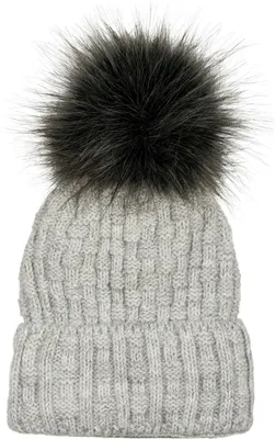 Produktbild von styleBREAKER Uni warme Strick Bommelmütze mit Flecht Muster und Fleece Futter, Winter Fellbommel Mütze 04024171