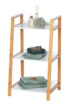 Image de WENKO FINJA Étagère de salle de bain en bambou avec 3 étagères Cuisine Entrée Stand Rangement WC