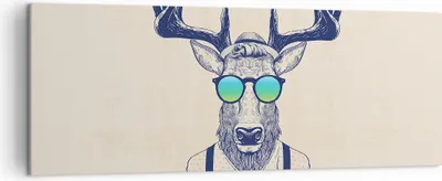 Produktbild von Bild auf Leinwand - Leinwandbild - Hirsch Abstraktion - 140x50cm - Wand Bild - Wanddeko - Leinwanddruck - Bilder - Kunstdruck - Wanddekoration - Leinwand bilder - Wandkunst - AB140x50-3808