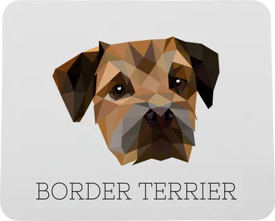 Produktbild von Border Terrier - geometrisches Mauspad mit Bild und Aufschrift von Art-Dog