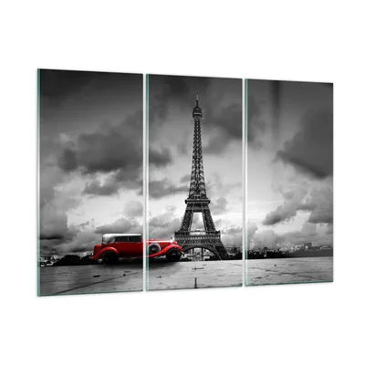 Produktbild von Bilder auf glas - Auto Eiffle Paris Stadt - 105x70cm - Glasbilder - Wandbilder - Kunstdruck - zum Aufhängen bereit - Wanddekoration aus Glas - Glas Bilder - Wandbild auf Glas - GCE105x70-2828
