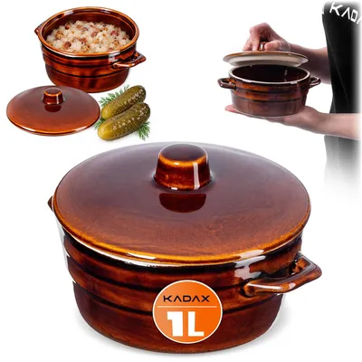 Produktbild von KADAX Gärbehälter für Hausbrauereien "Athena", Sauerkrautgärtopf, Tonfass, Topf 1L, KI-generiertes Bild