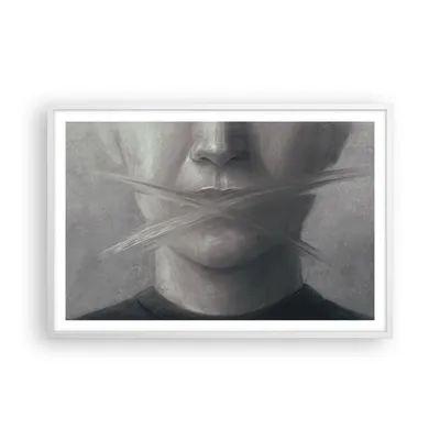 Produktbild von Gerahmtes Poster - Weißer Rahmen - Symbol Mund Sprache - 91,5x61 cm - Wand Bild - Wanddeko - Wandbilder - Kunstposter - Wandposter - Bilderrahmen - Bilder - Kunstdruck Wanddekoration - P2WAA91x61-4754