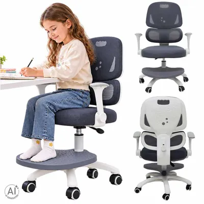 Obrázek produktu pro Dětská kancelářská židle ergonomická otočná nastavitelná šedá