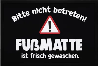 Produktbild von Fußmatte ist frisch gewaschen Spruch lustig Ironie rutschfest & waschbar Moonworks® schwarz 60x40cm