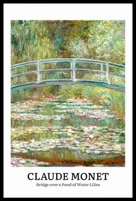 Image de Affiche 40 x 60 cm, motif « Pont sur un étang », Monet Vintage, pour le salon