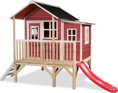 Produktbild von EXIT Loft 350 Holz Spielhaus, Spielhaus für Draußen,Holz, Kinder, Rot