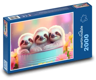Produktbild von martinpuzzle - Puzzle 2000 Teile - Faultierfamilie