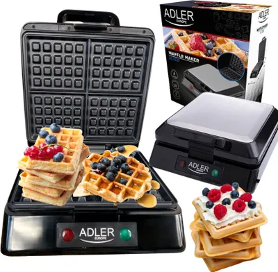 Produktbild von Grosses Waffeleisen Adler Leistungsstark 1500W 4 Knusprige Waffeln Leistungsstark Effizient