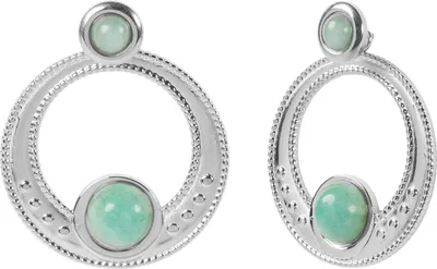 Produktbild von styleBREAKER Damen 2 in 1 Statement Ohrringe, Amulett Anhänger türkiser Stein und Stecker, Ohrhänger, Ohrschmuck 05090044