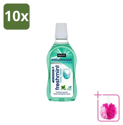 Obrázok produktu pre 10 kusov ústnej vody Sence Freshmint – svieža mätová príchuť – 500 ml – balenie po 10 kusoch