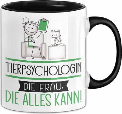 Produktbild von Tierpsychologin Geschenk Tasse Becher Die Frau Die Allen Kann Geschenkidee für eine Tierpsychologin Lustig (Schwarz)