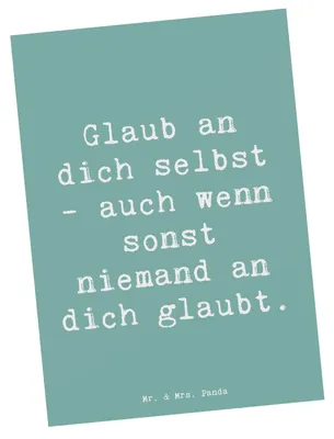 Produktbild von Mr. & Mrs. Panda Postkarte Spruch Glaube an dich selbst - Meeresbrise - Geschenk, Grußkarte, Postkarten, sich, Zitat, Stimmungen, Ansichtskarte, Gefühl, Ansichtskarten