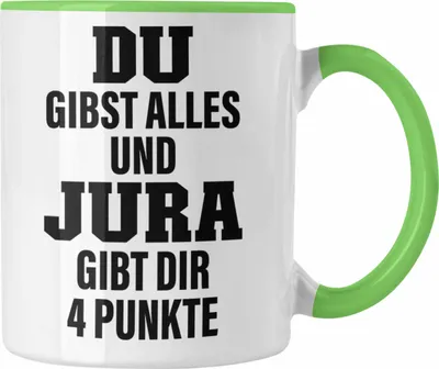 Produktbild von Trendation - Jura Geschenk Tasse mit Spruch für Jurist Juristin Geschenkideen Lustig für Staatsexamen (Grün)