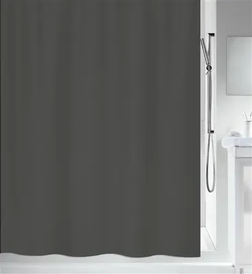 Produktbild von Spirella Anti-Schimmel Duschvorhang - Anti-Bakteriell, waschbar, wasserdicht - Polyester, „Primo “ 180x180cm Anthrazit