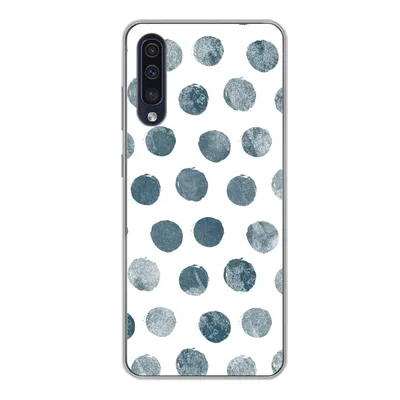 Produktbild von MuchoWow® Handyhülle Schutzhülle Hülle für Samsung Galaxy A50 Polka dots - Grau - Weiß Silikon Softcase Handy Hülle - Mobiltelefonhülle