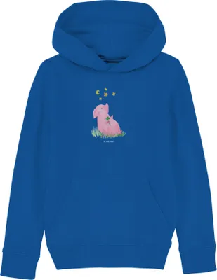 Produktbild von Mr. & Mrs. Panda Kinderpullover Schwein Glück 12-14 Jahre (152/164) - Royal Blue - Geschenk, Hoodie, Sweatshirt, Lustige Sprüche, Sweater, Pulli, Motivation, Kapuzenpulli
