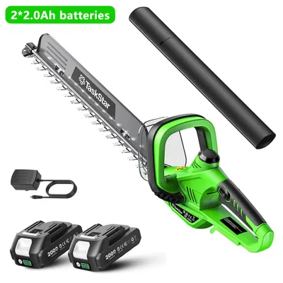 Immagine prodotto di Potatore elettrico a batteria - 20 V - Larghezza di taglio 56 cm - Lame SK5 bilaterali - Manico girevole a 180° - Sistema di raccolta dei residui di taglio - 2 batterie da 2,0 Ah