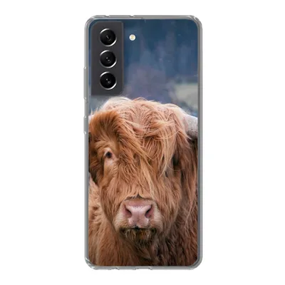 Produktbild von MuchoWow® Handyhülle Schutzhülle Hülle für Samsung Galaxy S21 FE Schottischer Highlander - Hörner - Berg Silikon Softcase Handy Hülle - Mobiltelefonhülle