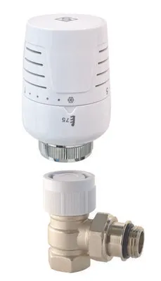 Imagen del producto de Válvula termostática angular de 3/4" para T302, fabricada en latón blanco