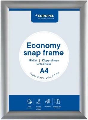 Produktbild von EUROPEL Plakatrahmen ECONOMY DIN A4 25 mm silber eloxiert
