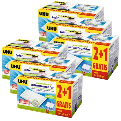 Produktbild von UHU Original Luftentfeuchter Nachfüllbeutel 3x450g Neutral air max (6er Pack)