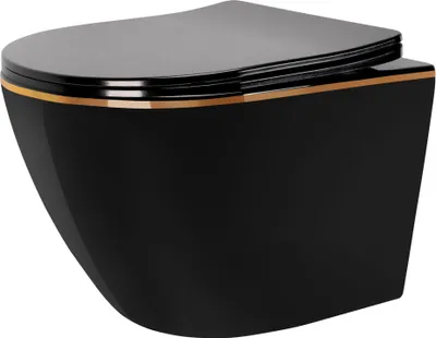 Produktbild von Wandhängendes Wc Rea Carlo Mini Tornado Black Gold Edge Schwarz