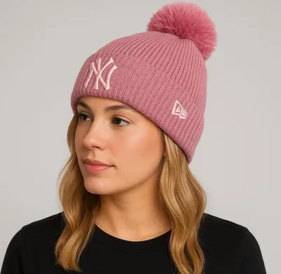 Image de Casquette d'hiver Kids Kids New Era Youth Eng Fit Knit NY Yankees Pink - UNI