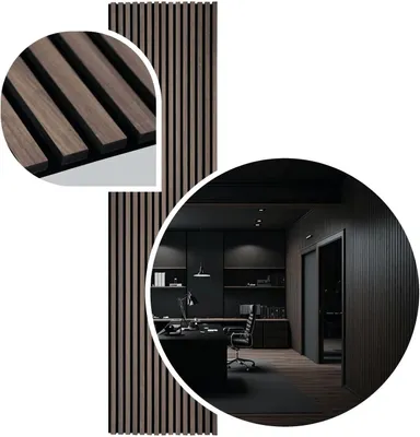 Obrázok produktu pre LP Projekt Drevený nástenný panel 150 x 40 cm | Moderný 3D akustický panel pre interiéry a kancelárie | Dekoratívny nástenný panel v tmavohnedom dubovom dekore, vhodný na stenu