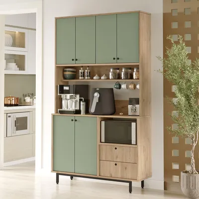 Image de Pianella - Credenza, 120x36x205h cm Vert, 2 Tiroirs