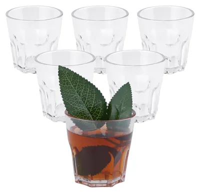 Productafbeelding van Plastic bekers - Herbruikbaar en stapelbaar - Geschikt voor thuis, kamperen, picknick en feestjes - Transparant - 160 ml - 6 stuks