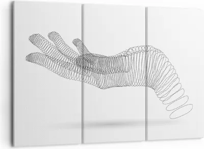Produktbild von Bild auf Leinwand - Leinwandbild - 3 Teile - Hand Grafik weiß - 105x70cm - Wand Bild - Wanddeko - Wandbilder - Leinwanddruck - Bilder - Wanddekoration - Leinwand bilder - Wandbild - CE105x70-4427