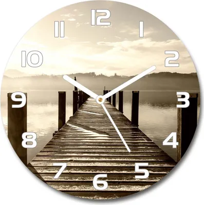 Produktbild von Wanduhr aus Glas 30fi Glasbild Glasuhr Gehärtetes Glas - weisse-zeiger - Wooden pier
