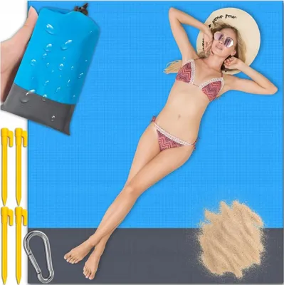 Zdjęcie produktu dla Koc Piknikowy Plażowy Wodoodporny Mata Turystyczna + Karabińczyk Śledzie Xl