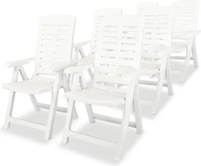 Produktbild von "im Angebot" Garten-Liegestühle 6 Stk. - bis 150 kg - Kunststoff Weiß - Stapelsessel CC1868