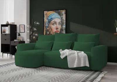 Produktbild von 4ALLHOME Ecksofa mit Schlaffunktion Travis, Couch, Sofa mit Bettkasten, Eckcouch, L-Form, Schlaffsofa, Universal, Cord Onega 01 Grün