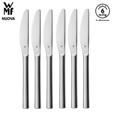 Produktbild von WMF Nuova Menümesser , 6-teilig, Cromargan® Edelstahl, geschmiedete Klinge, spülmaschinenfest, Tafelmesser, Messerset, Messer, Besteck set