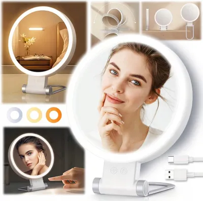 Obrázok produktu pre Obojstranné osvetlené kozmetické zrkadlo na líčenie 1x 10x LED USB C