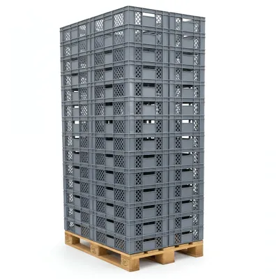 Produktbild von 56 Stück Bäckerkisten / Brotkisten 600 x 400 x 150 mm in grau