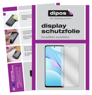 An image showing instructions for applying a screen protector and a product shot of the screen protector next to a phone.