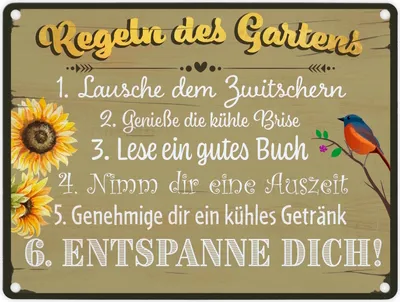 Produktbild von Regeln des Gartens Metallschild im rustikalen Stil