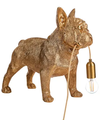 Zdjęcie produktu dla BELIANI Lampa stołowa złota żywica syntetyczna z motywem zwierzęcym lampka nocna w kształcie psa do czytania do salonu i sypialni w stylu glam