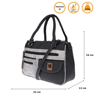 Produktbild von Große Damen Tasche Schultertasche Umhängetasche Henkeltasche Leder Optik Bag Anthrazit